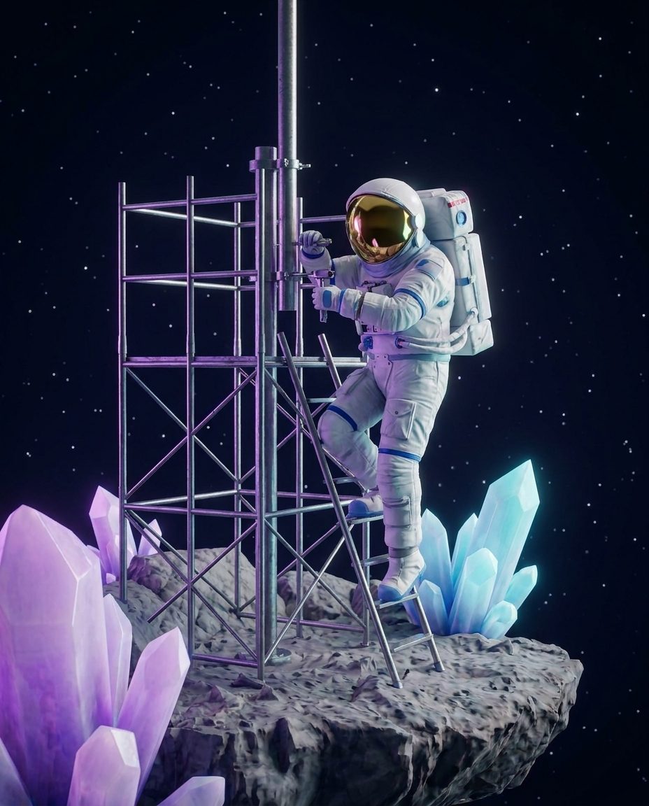 Pulse Agent: astronaut with a gold visor, at work