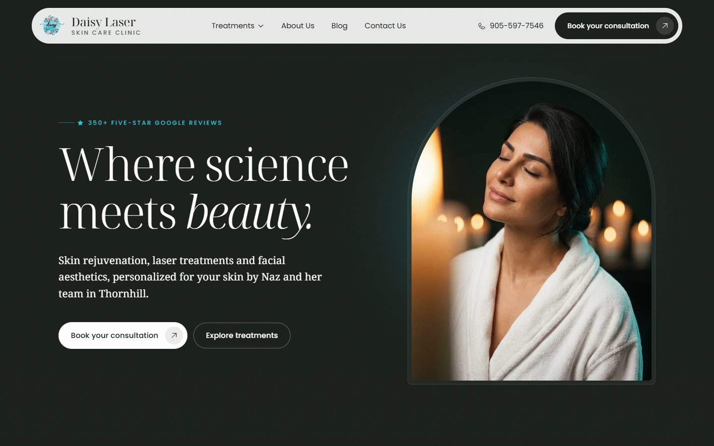 Daisy Laser website, above the fold