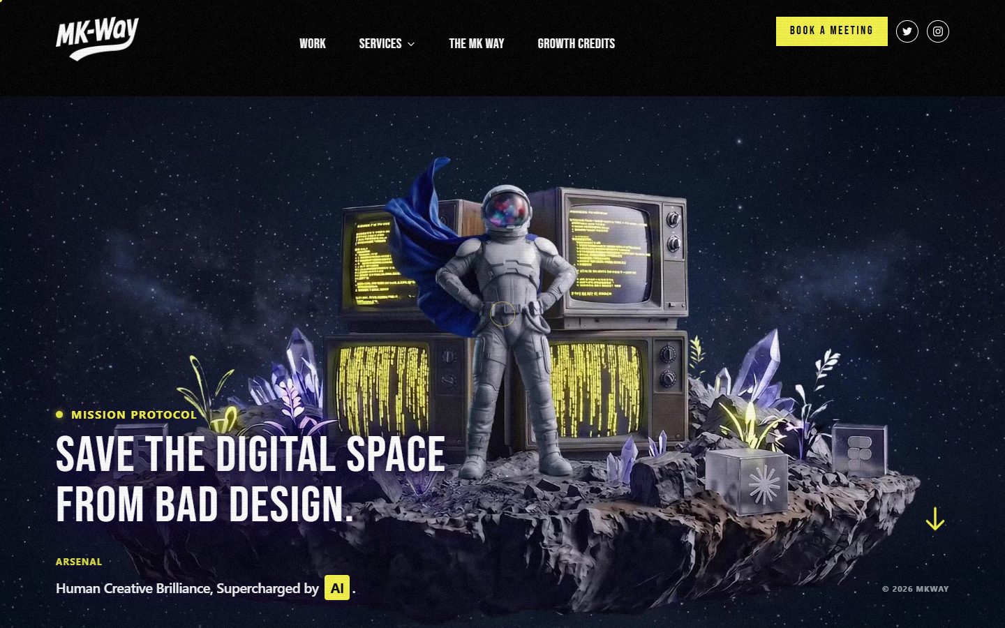 MK-Way website, above the fold