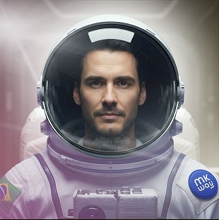 Rapha, Designer, in an MK-Way spacesuit